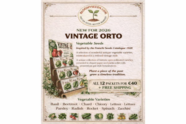 Vintage Orto 1928 Italian Heirloom Vegetable Seed Bundle by BloomySeeds – Franchi Sementi 1783 – Open Pollinated Non GMO Seeds Ireland