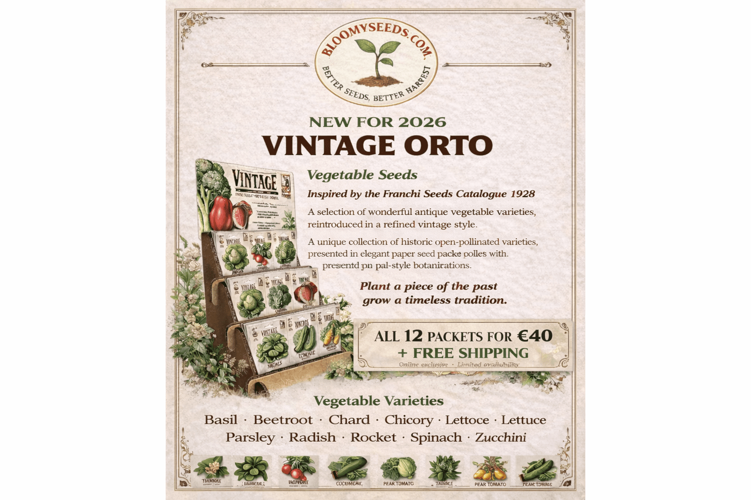 Vegetable Seeds Bundle Ireland 12 Heirloom Vintage Orto